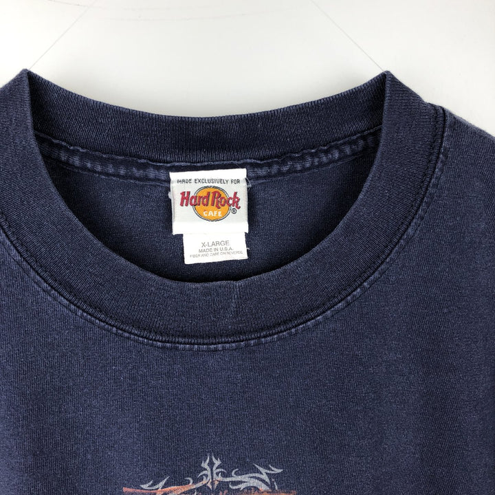 90'S HARD ROCK CAFE Hard Rock Cafe Advertising T-shirt Made in USA Men's XL Vintage cotton navy blue type Vintage Second Hand