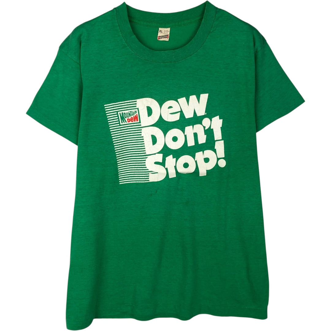 80'S Screen Stars Mountain Dew Advertising T-Shirt, Made in USA, Men's Size XL (approx.) cotton green type Vintage Second Hand