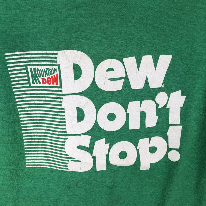 80'S Screen Stars Mountain Dew Advertising T-Shirt, Made in USA, Men's Size XL (approx.) cotton green type Vintage Second Hand