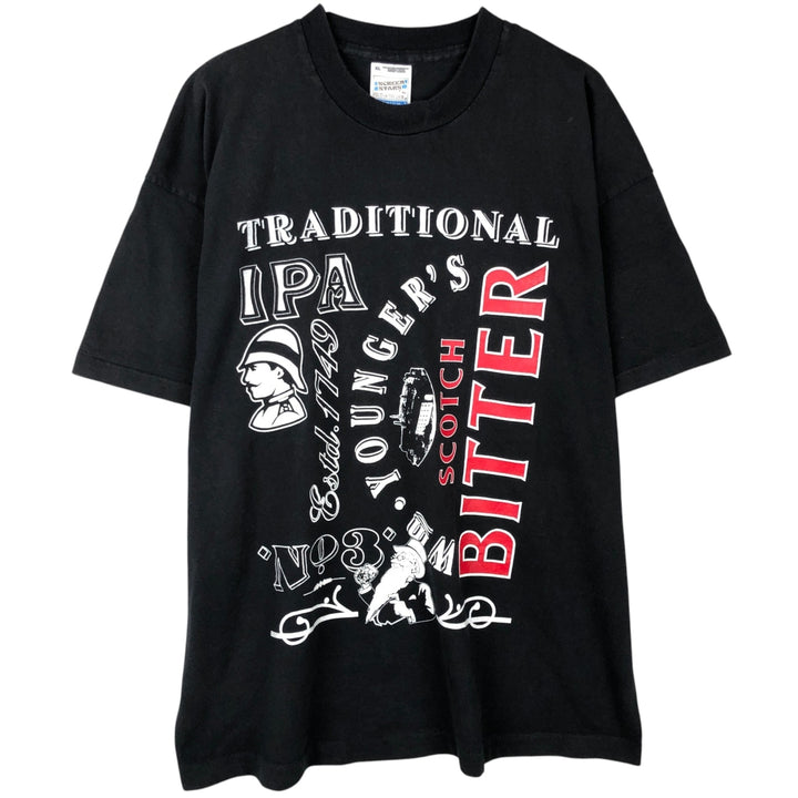 90'S Fruit of the Loom Screen Stars Younger's Scotch Bitter Advertising T-Shirt, Men's XL (approx.) cotton black type Vintage Second Hand
