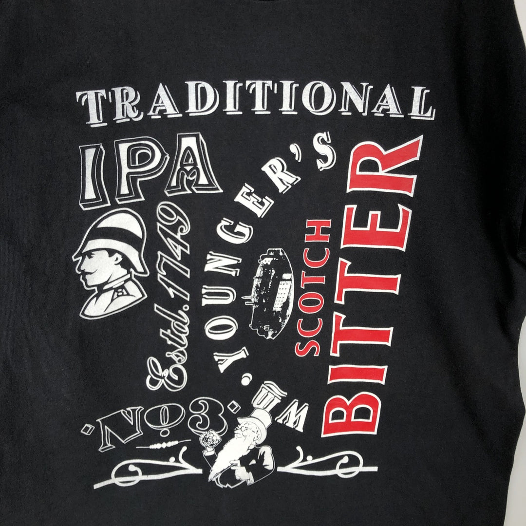 90'S Fruit of the Loom Screen Stars Younger's Scotch Bitter Advertising T-Shirt, Men's XL (approx.) cotton black type Vintage Second Hand