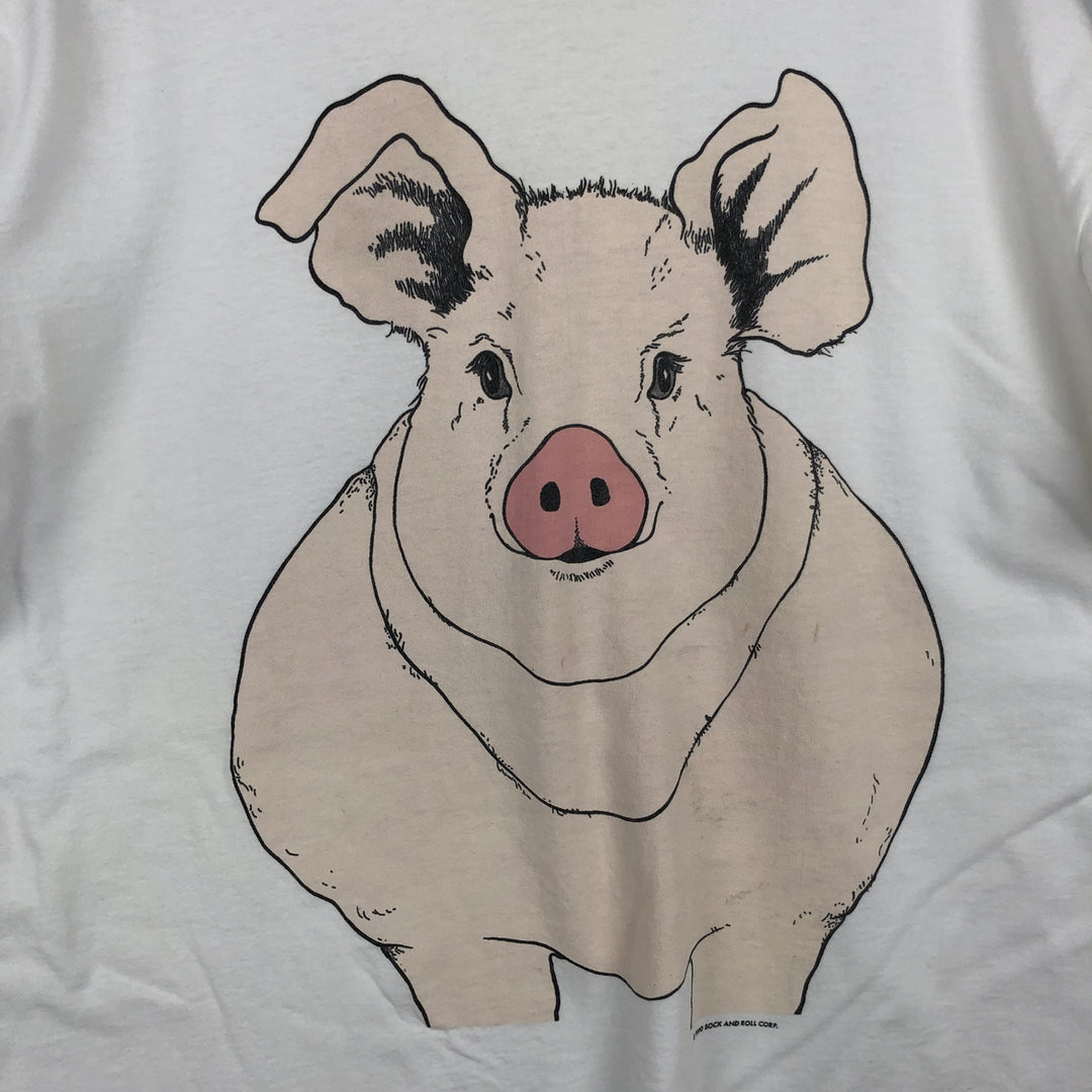90'S Animal Pattern Pig Pattern Animal T-Shirt Men's XL equivalent Vintage unclear white type Vintage Second Hand