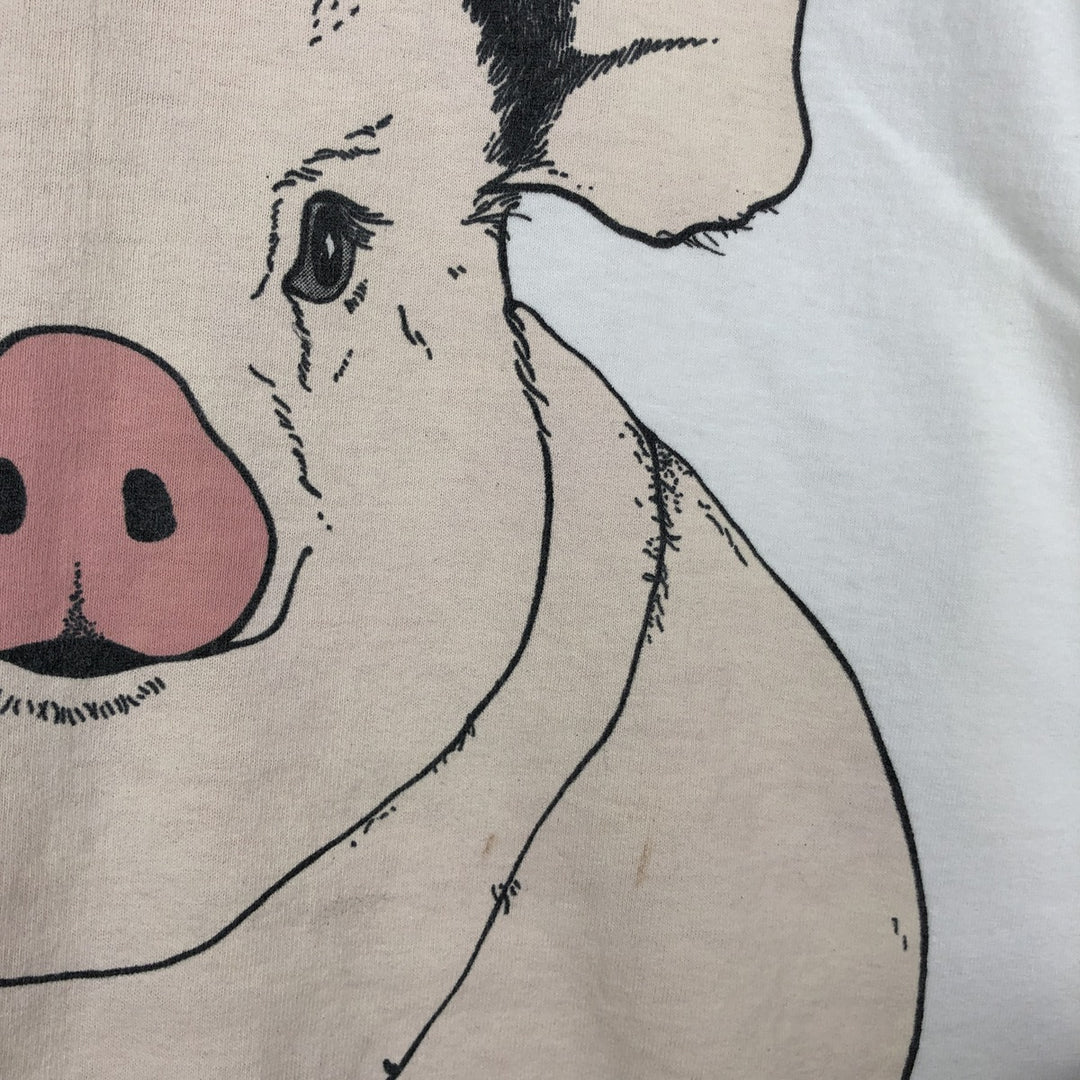 90'S Animal Pattern Pig Pattern Animal T-Shirt Men's XL equivalent Vintage unclear white type Vintage Second Hand
