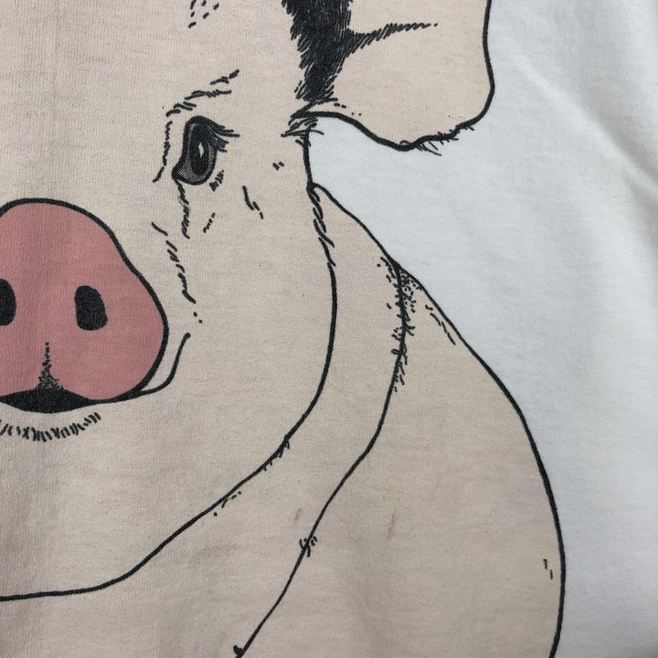 90'S Animal Pattern Pig Pattern Animal T-Shirt Men's XL equivalent Vintage unclear white type Vintage Second Hand