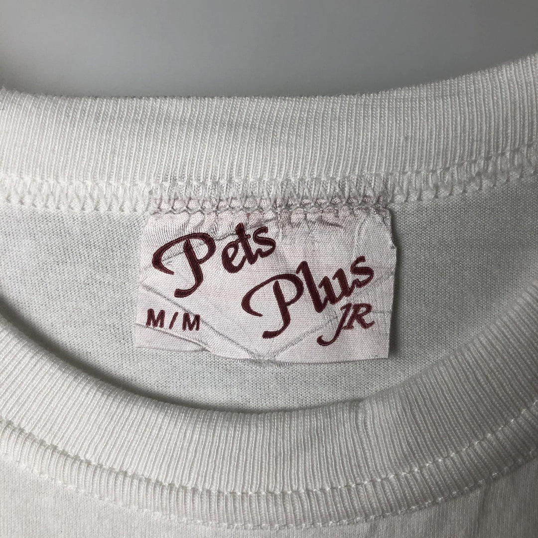 90'S Pets Plus Dog Print Animal T-Shirt, Made in Canada, Men's Size M (approx.), Vintage cotton white type Vintage Second Hand