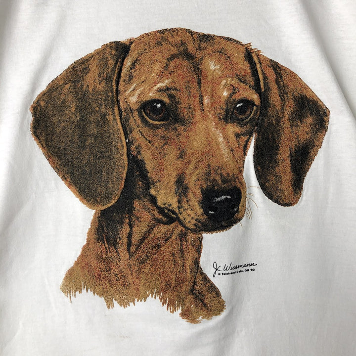 90'S Pets Plus Dog Print Animal T-Shirt, Made in Canada, Men's Size M (approx.), Vintage cotton white type Vintage Second Hand