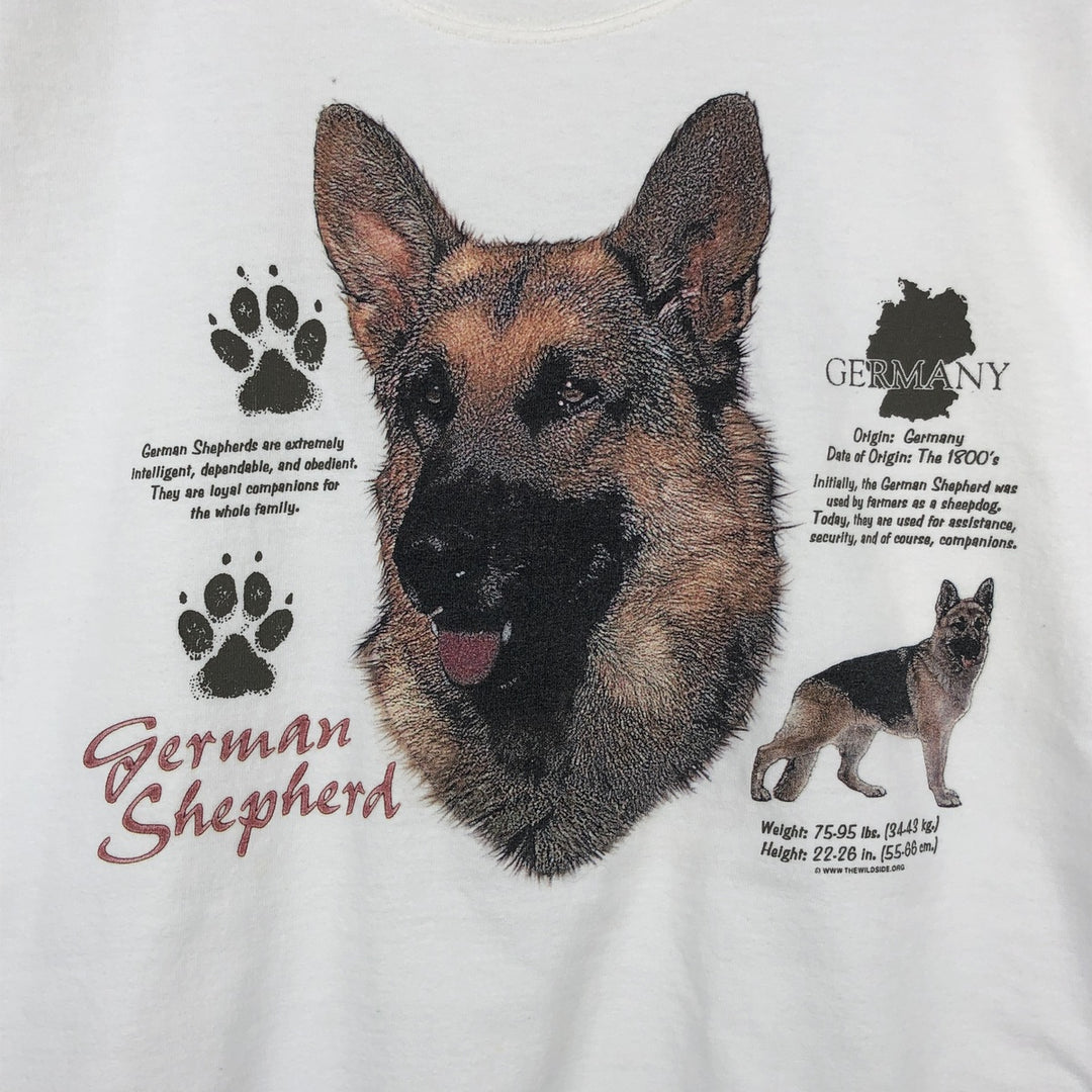Gildan German Shepherd Dog Animal T-Shirt (Men's Size L) cotton white type Vintage Second Hand