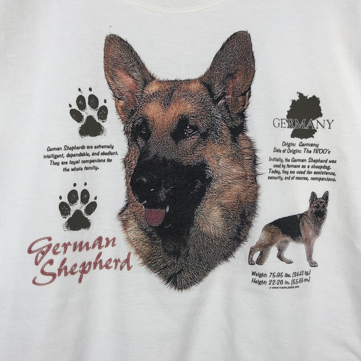 Gildan German Shepherd Dog Animal T-Shirt (Men's Size L) cotton white type Vintage Second Hand