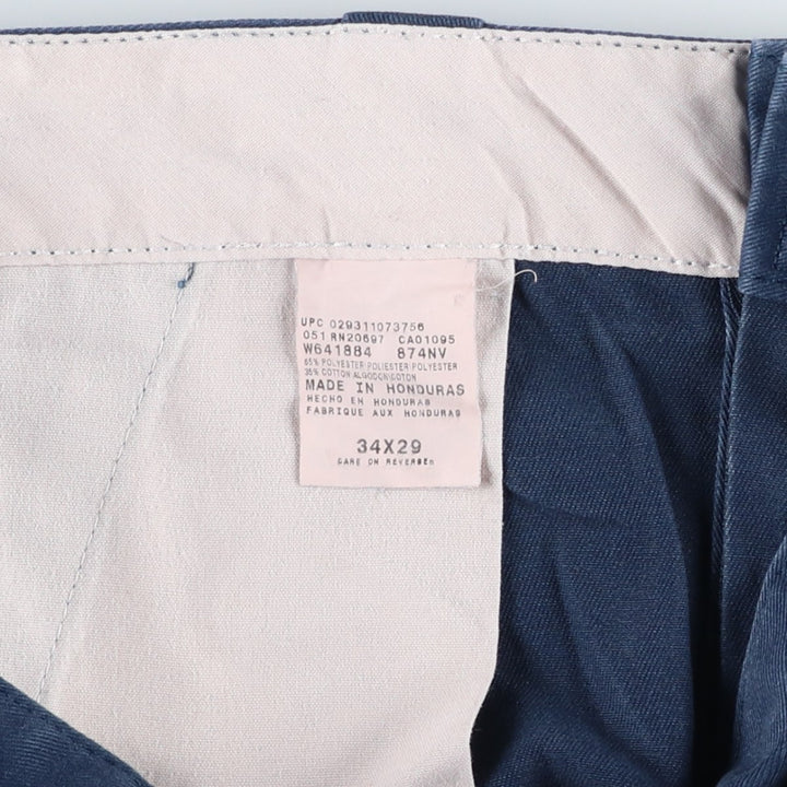 Dickies Work Pants Men's W34 polyester navy blue type Vintage Second Hand