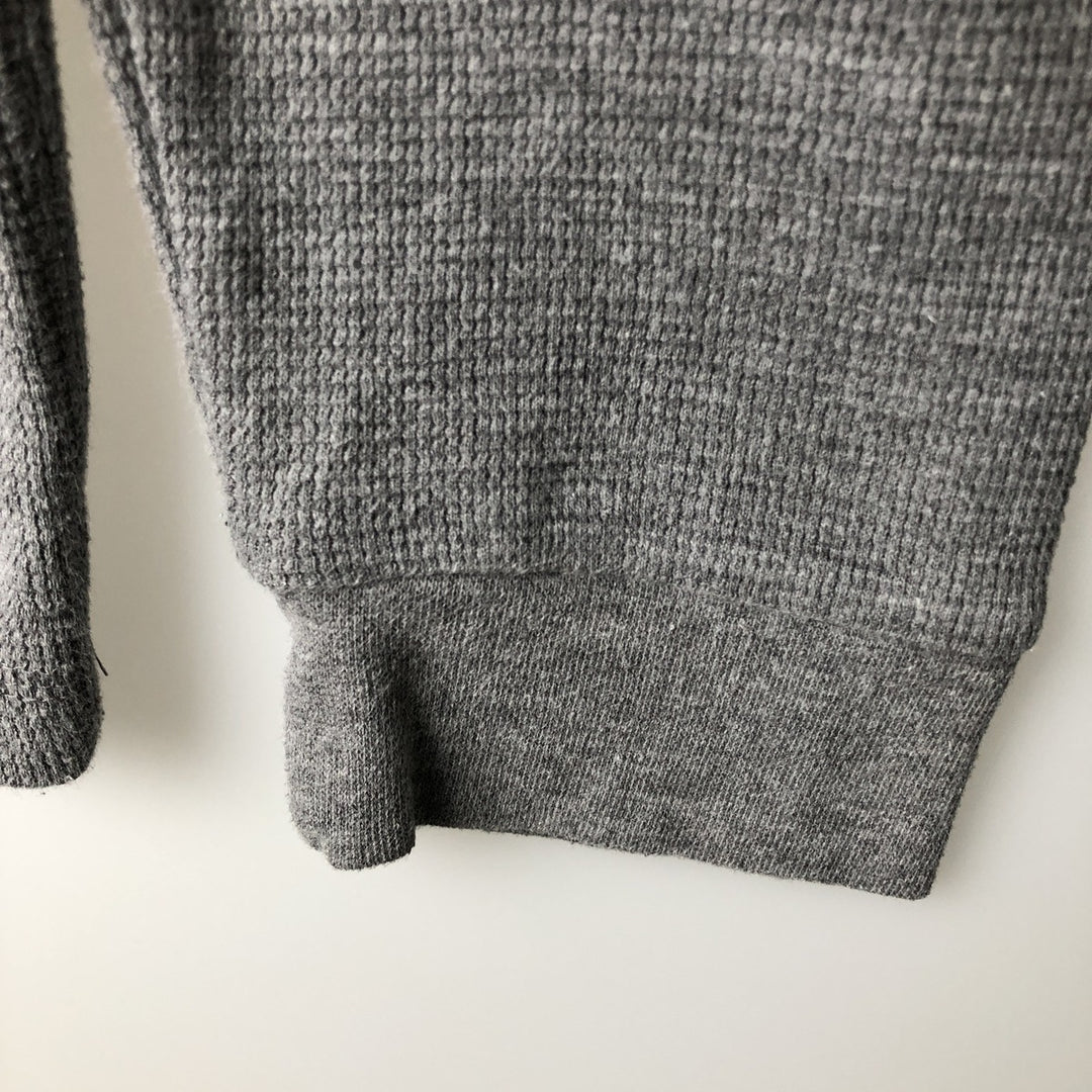 Harley-Davidson Hooded Thermal Long-Sleeve T-Shirt (Waffle Pattern), Men's Size XL (approx.) cotton gray type Vintage Second Hand