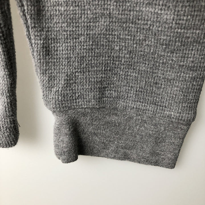 Harley-Davidson Hooded Thermal Long-Sleeve T-Shirt (Waffle Pattern), Men's Size XL (approx.) cotton gray type Vintage Second Hand