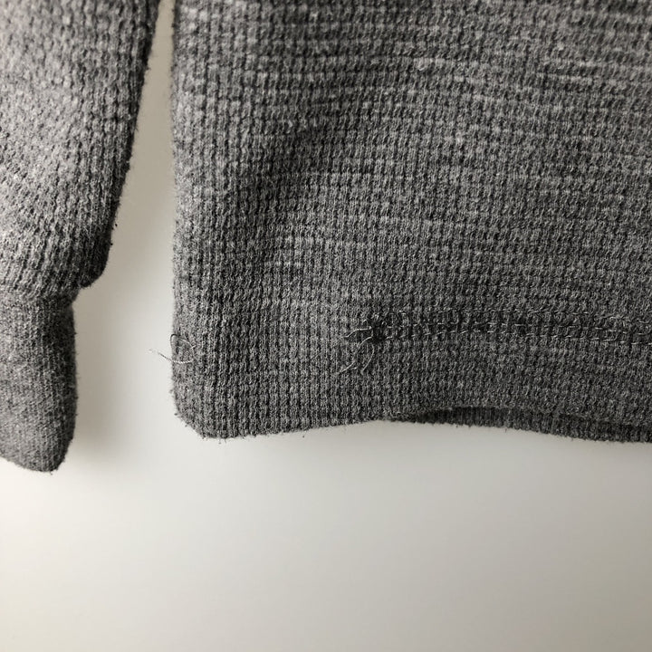 Harley-Davidson Hooded Thermal Long-Sleeve T-Shirt (Waffle Pattern), Men's Size XL (approx.) cotton gray type Vintage Second Hand