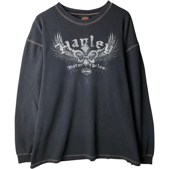Harley-Davidson Thermal Long-Sleeve T-Shirt, Men's Size XXL (approx.) unclear black type Vintage Second Hand