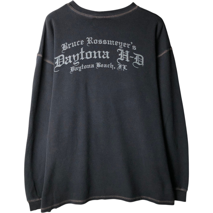 Harley-Davidson Thermal Long-Sleeve T-Shirt, Men's Size XXL (approx.) unclear black type Vintage Second Hand