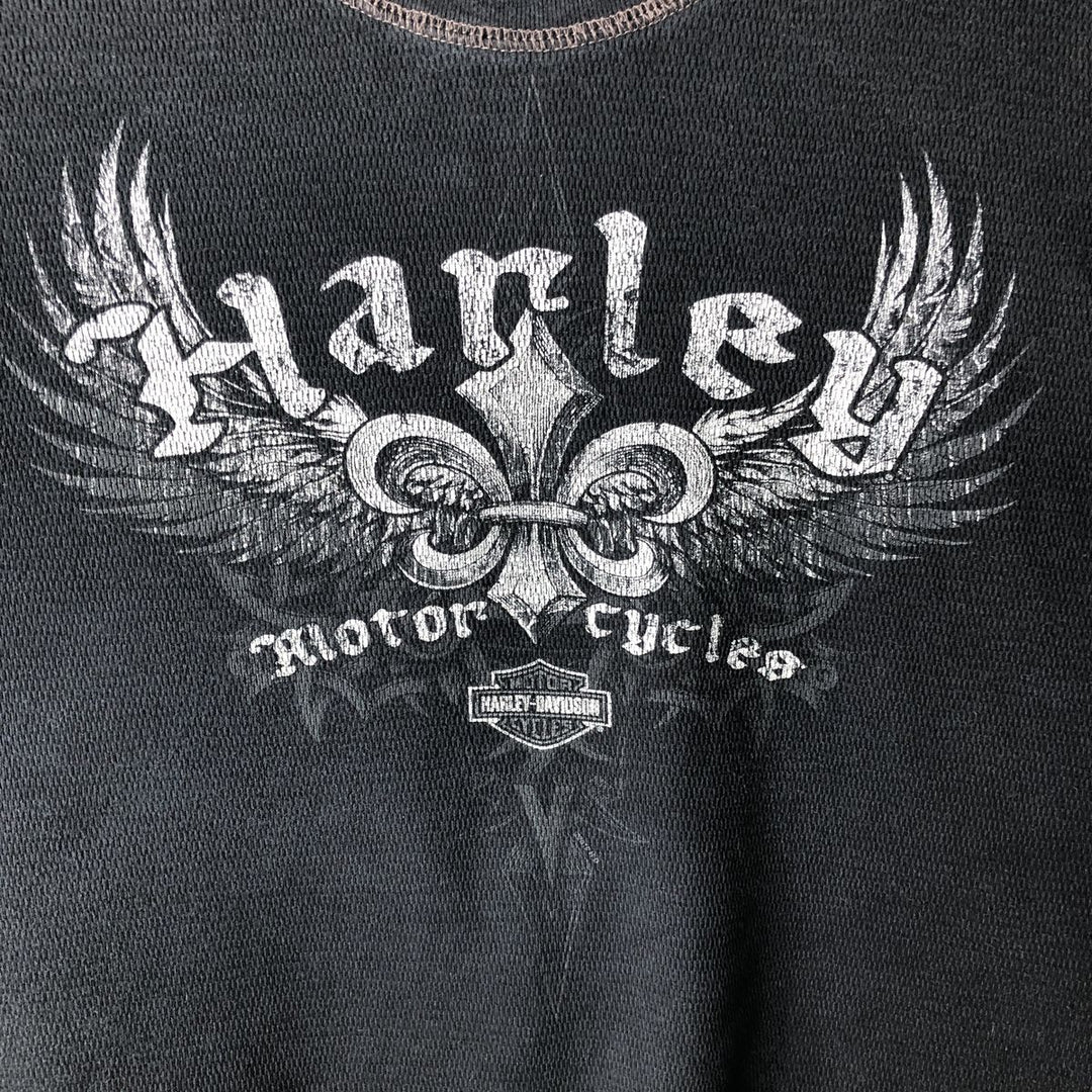 Harley-Davidson Thermal Long-Sleeve T-Shirt, Men's Size XXL (approx.) unclear black type Vintage Second Hand