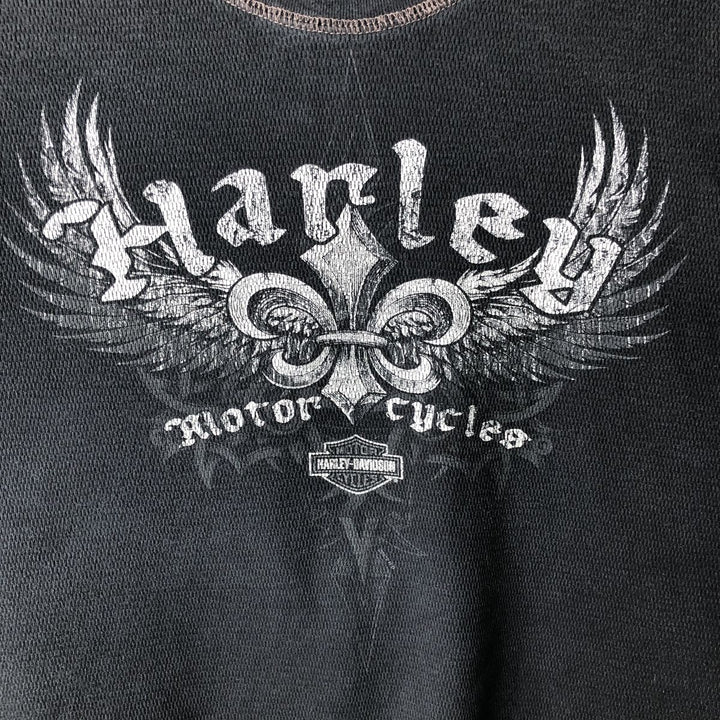 Harley-Davidson Thermal Long-Sleeve T-Shirt, Men's Size XXL (approx.) unclear black type Vintage Second Hand