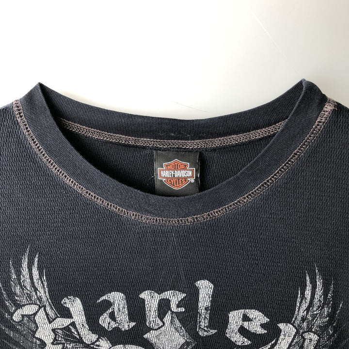 Harley-Davidson Thermal Long-Sleeve T-Shirt, Men's Size XXL (approx.) unclear black type Vintage Second Hand