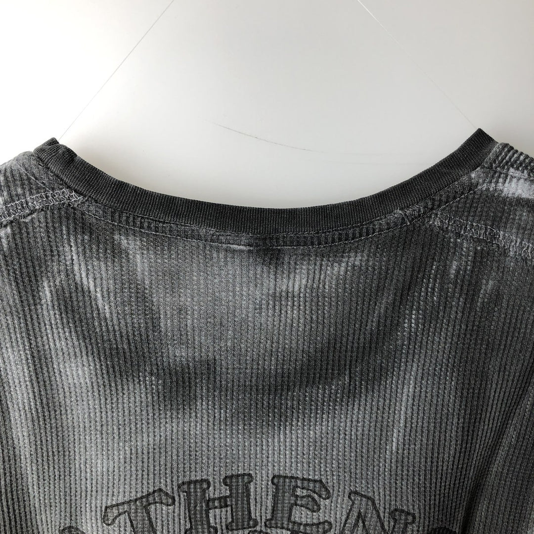 Harley-Davidson Skull Pattern & Eagle Pattern All-Over Print Thermal Long-Sleeve T-Shirt (Men's Size M) cotton gray type Vintage Second Hand