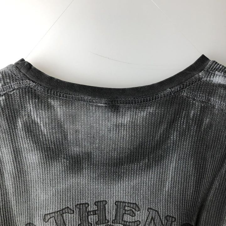 Harley-Davidson Skull Pattern & Eagle Pattern All-Over Print Thermal Long-Sleeve T-Shirt (Men's Size M) cotton gray type Vintage Second Hand