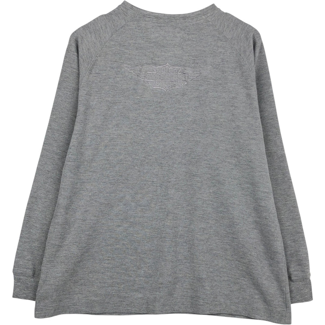 Harley-Davidson Motorcycle Thermal Long-Sleeve T-Shirt, Men's Size M (approx.) cotton gray type Vintage Second Hand
