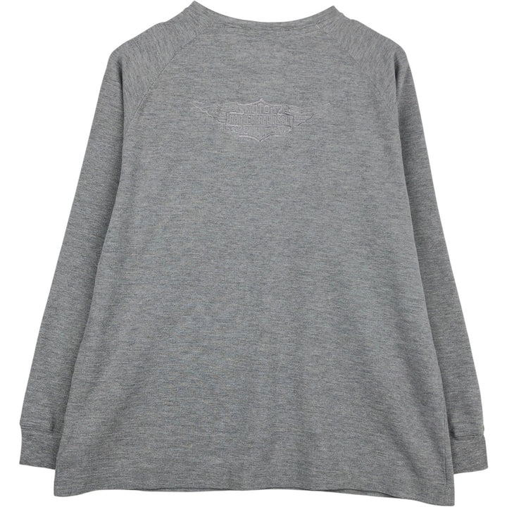 Harley-Davidson Motorcycle Thermal Long-Sleeve T-Shirt, Men's Size M (approx.) cotton gray type Vintage Second Hand