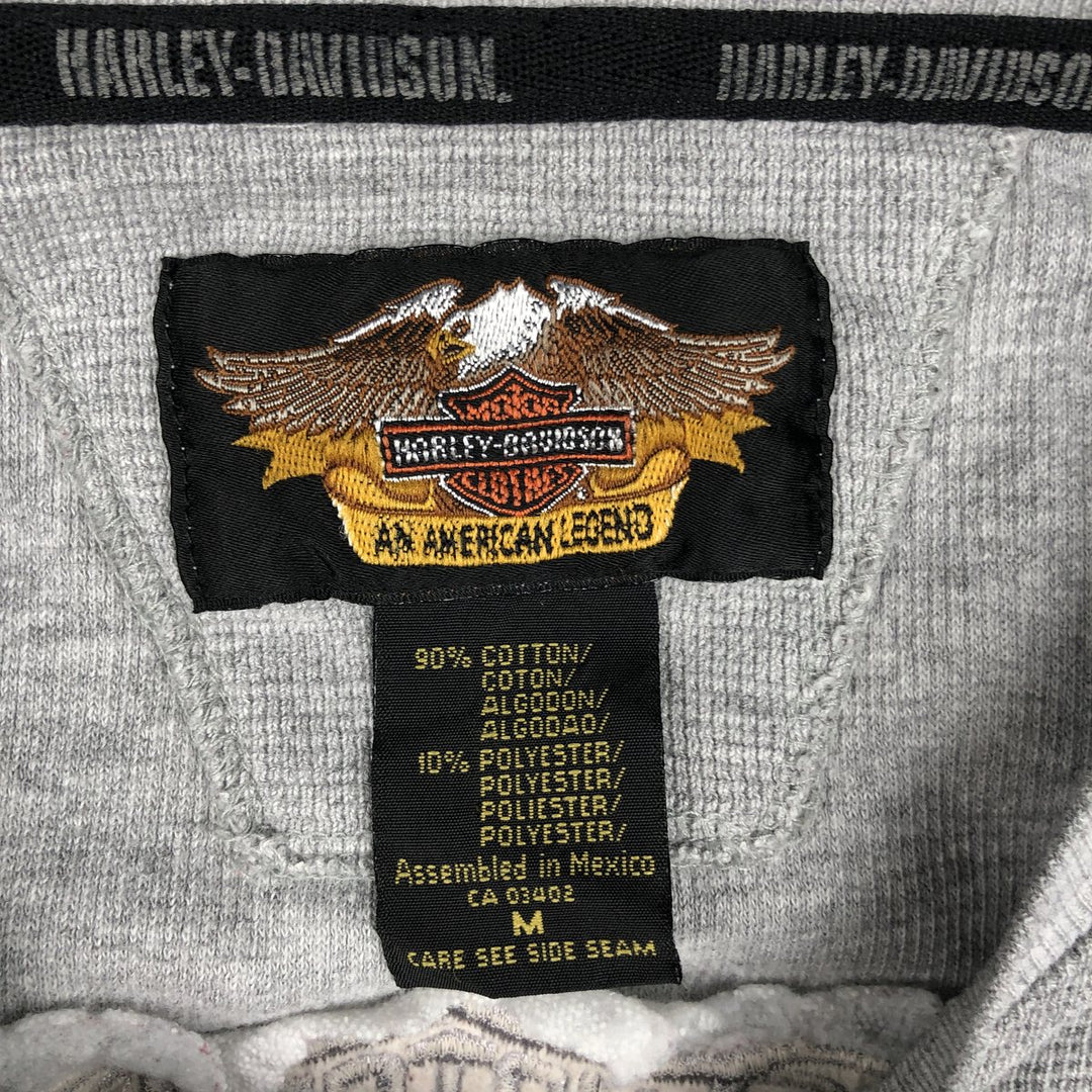 Harley-Davidson Motorcycle Thermal Long-Sleeve T-Shirt, Men's Size M (approx.) cotton gray type Vintage Second Hand