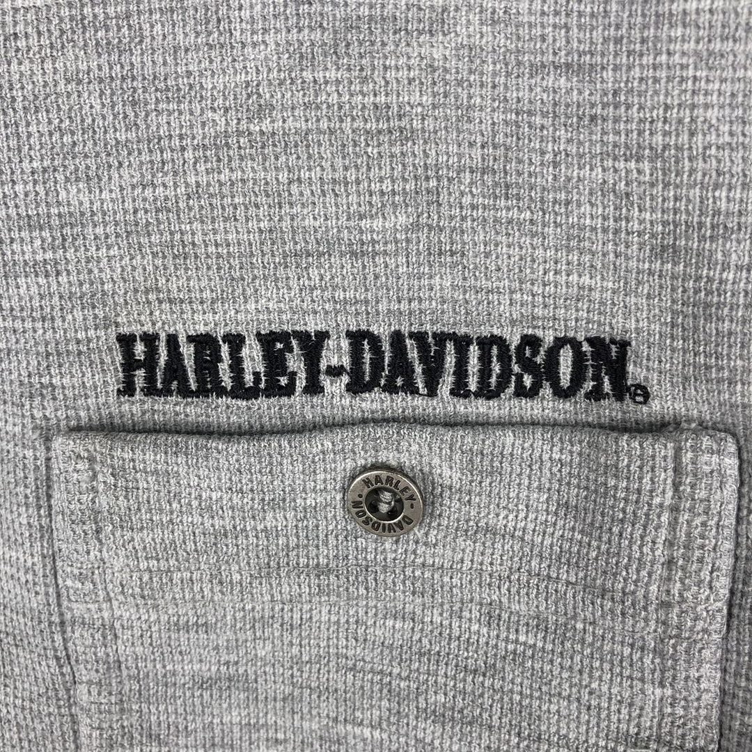 Harley-Davidson Motorcycle Thermal Long-Sleeve T-Shirt, Men's Size M (approx.) cotton gray type Vintage Second Hand