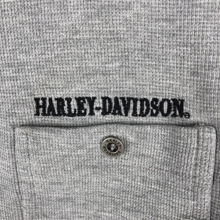 Harley-Davidson Motorcycle Thermal Long-Sleeve T-Shirt, Men's Size M (approx.) cotton gray type Vintage Second Hand