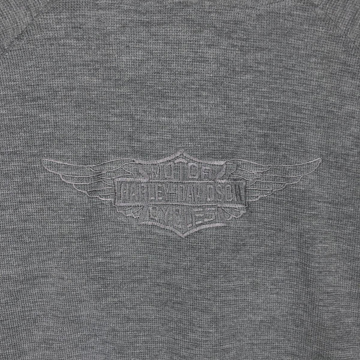 Harley-Davidson Motorcycle Thermal Long-Sleeve T-Shirt, Men's Size M (approx.) cotton gray type Vintage Second Hand