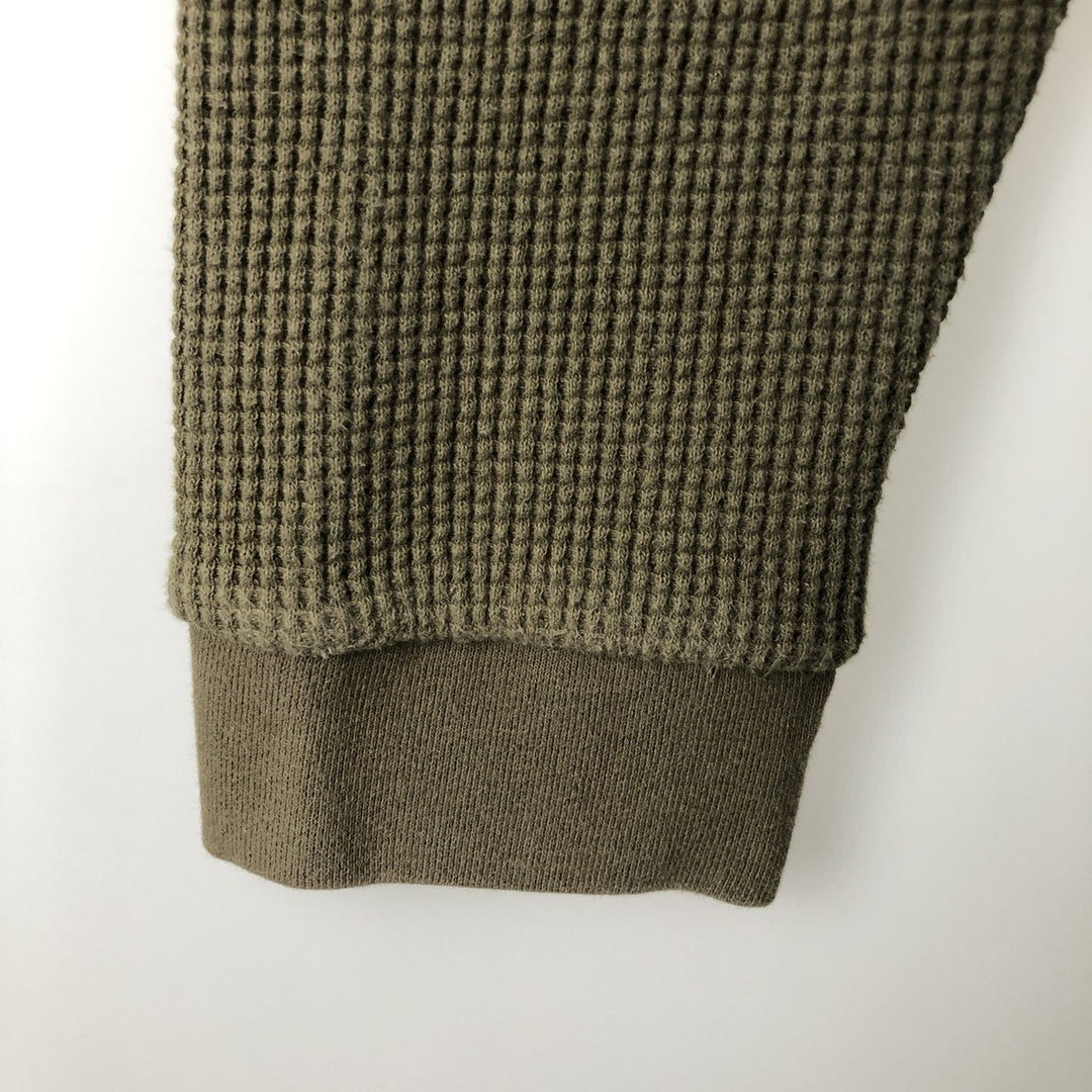 2000'S Harley-Davidson Motorcycle Henley Neck Thermal Long-Sleeve T-Shirt (Waffle Knit) - Men's Size XL (approx.) cotton Khaki type Vintage Second Hand