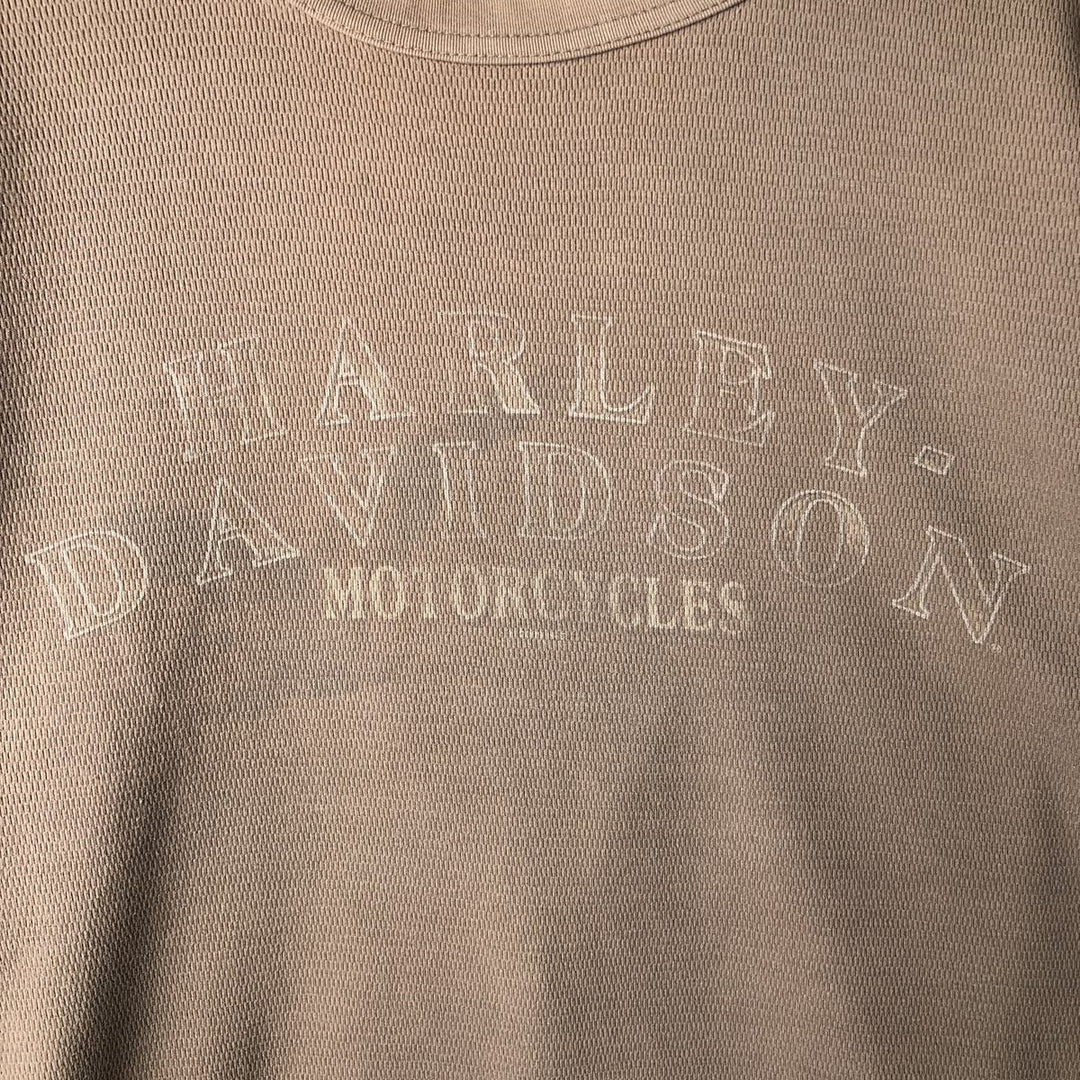 Harley-Davidson Thermal Long-Sleeve T-Shirt, Honeycomb Pattern, Made in USA, Men's Size XXL (approx.) cotton Beige type Vintage Second Hand