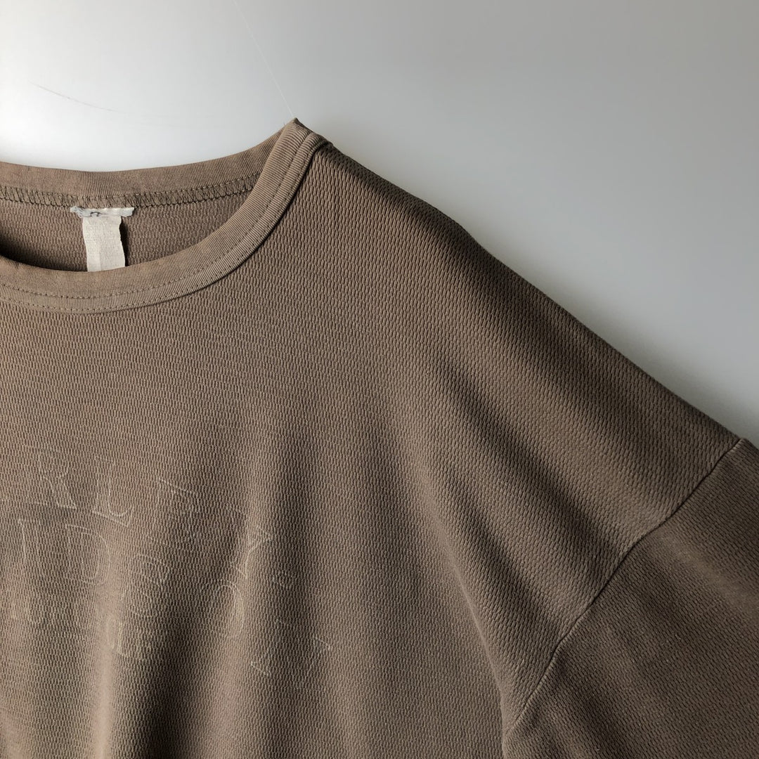 Harley-Davidson Thermal Long-Sleeve T-Shirt, Honeycomb Pattern, Made in USA, Men's Size XXL (approx.) cotton Beige type Vintage Second Hand