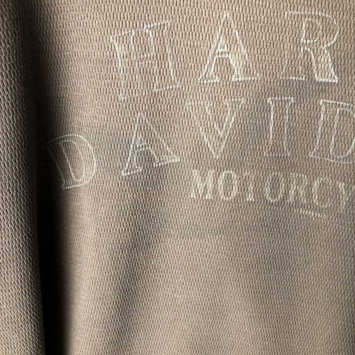 Harley-Davidson Thermal Long-Sleeve T-Shirt, Honeycomb Pattern, Made in USA, Men's Size XXL (approx.) cotton Beige type Vintage Second Hand