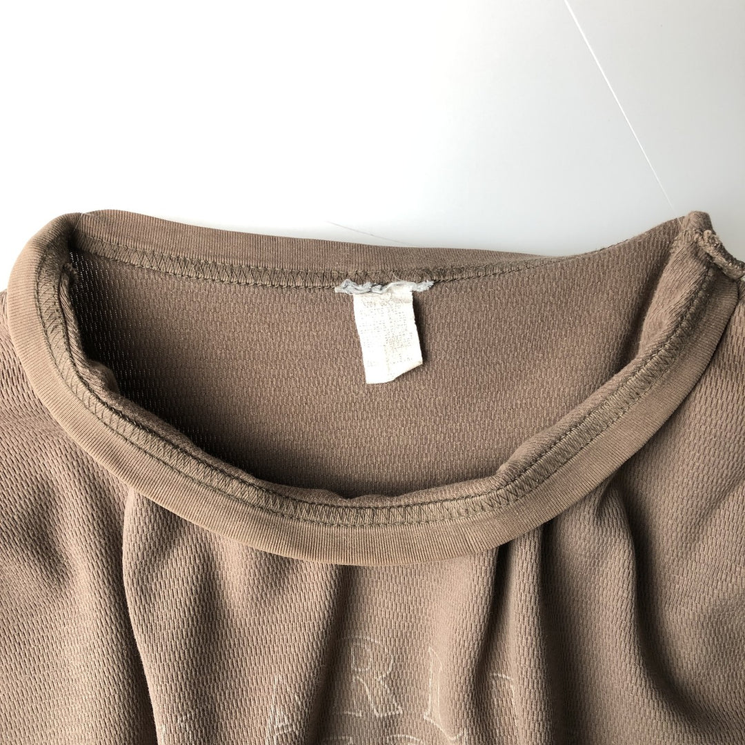 Harley-Davidson Thermal Long-Sleeve T-Shirt, Honeycomb Pattern, Made in USA, Men's Size XXL (approx.) cotton Beige type Vintage Second Hand