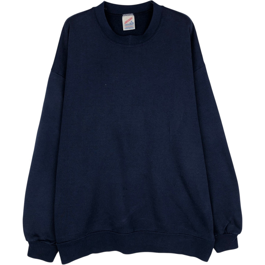80s-90'S Jerzees Plain Blank Sweatshirt Trainer Made in USA Men's XL Vintage cotton navy blue type Vintage Second Hand