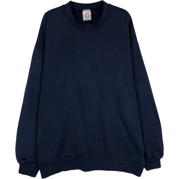80s-90'S Jerzees Plain Blank Sweatshirt Trainer Made in USA Men's XL Vintage cotton navy blue type Vintage Second Hand