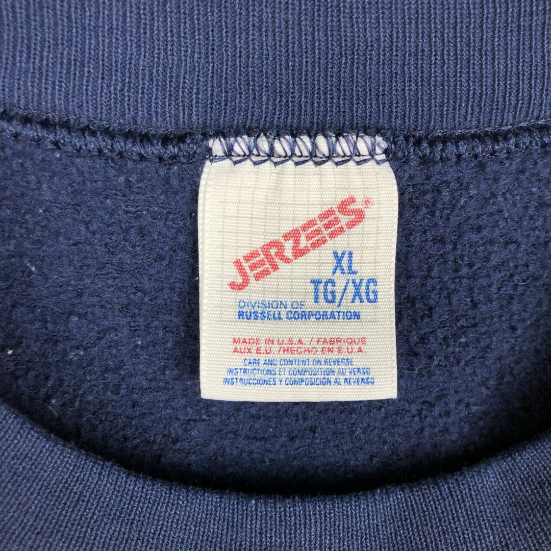 80s-90'S Jerzees Plain Blank Sweatshirt Trainer Made in USA Men's XL Vintage cotton navy blue type Vintage Second Hand