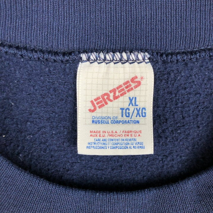 80s-90'S Jerzees Plain Blank Sweatshirt Trainer Made in USA Men's XL Vintage cotton navy blue type Vintage Second Hand
