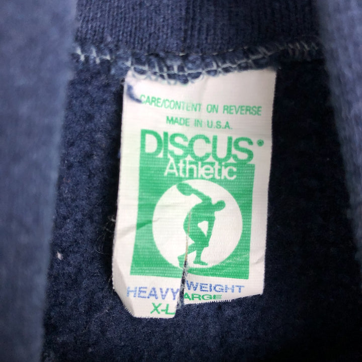 80'S Discus Athletic Plain Blank Sweatshirt Hoodie, Made in USA, Men's XL equivalent, Vintage cotton navy blue type Vintage Second Hand