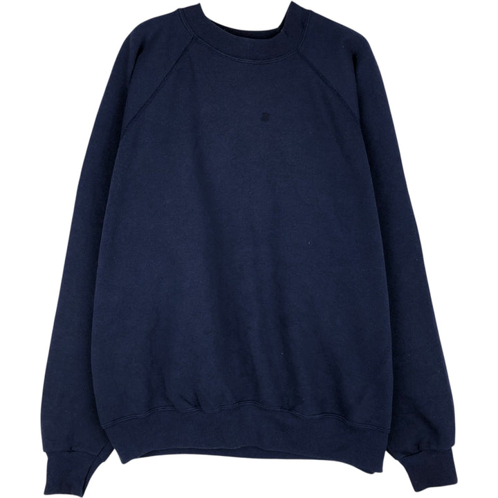 90'S Hanes plain blank sweatshirt, made in USA, men's XL size, vintage cotton navy blue type Vintage Second Hand