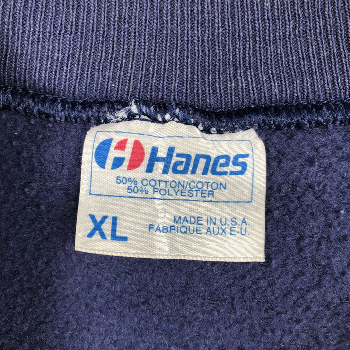 90'S Hanes plain blank sweatshirt, made in USA, men's XL size, vintage cotton navy blue type Vintage Second Hand