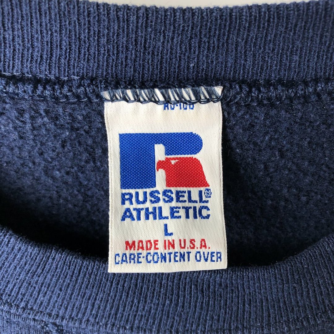 90'S Russell plain blank sweatshirt, sweatshirt, made in USA, men's size L, vintage cotton Navy blue Vintage Second Hand