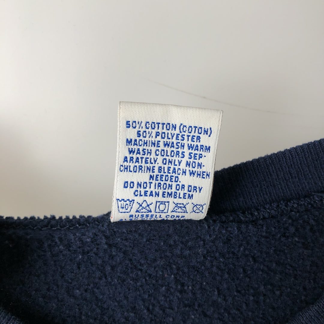 90'S Russell plain blank sweatshirt, sweatshirt, made in USA, men's size L, vintage cotton Navy blue Vintage Second Hand
