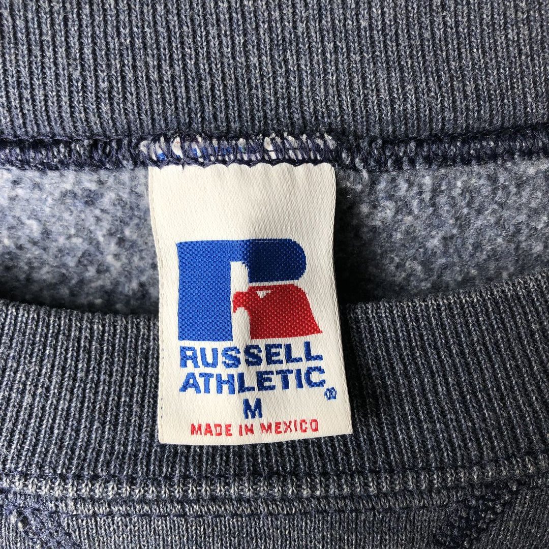 90'S Russell plain blank sweatshirt, men's M size, vintage polyester navy blue type Vintage Second Hand