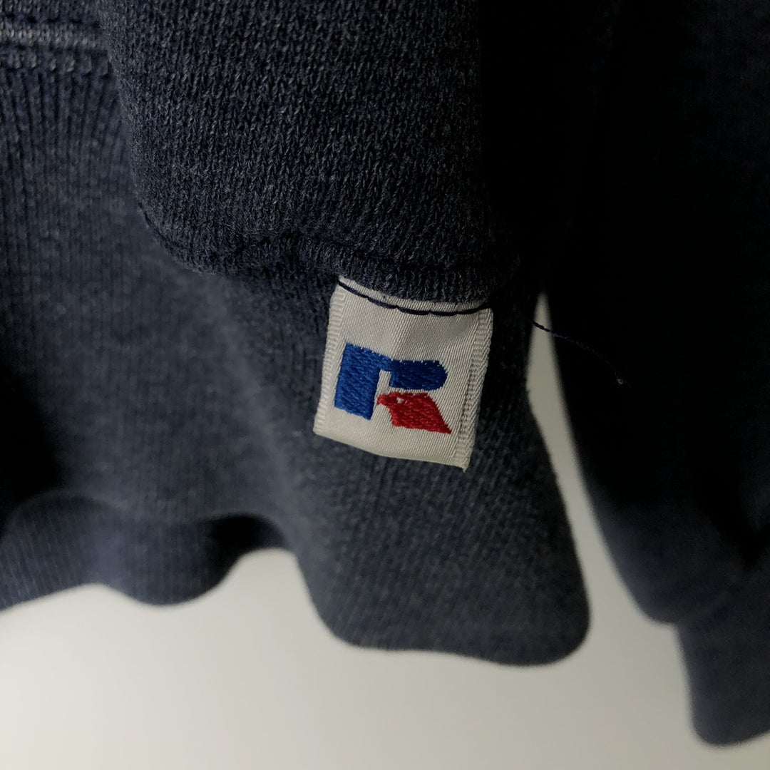 90'S Russell plain blank sweatshirt, men's M size, vintage polyester navy blue type Vintage Second Hand