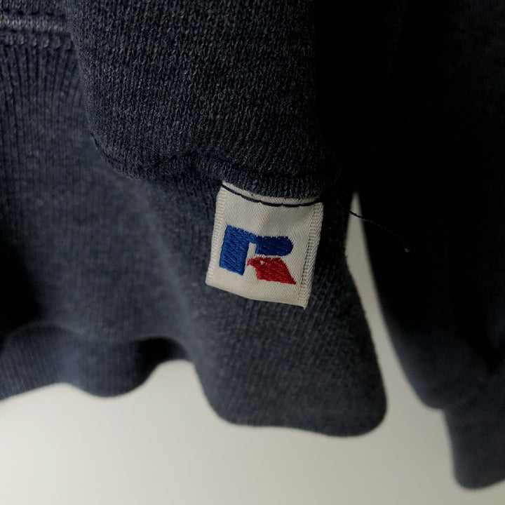 90'S Russell plain blank sweatshirt, men's M size, vintage polyester navy blue type Vintage Second Hand