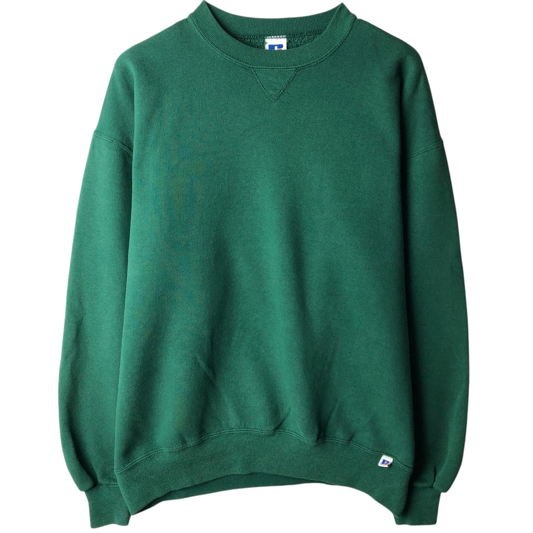 90'S Russell plain blank sweatshirt, sweatshirt, made in USA, men's XL size, vintage cotton Green type dark green Vintage Second Hand