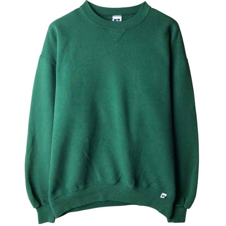90'S Russell plain blank sweatshirt, sweatshirt, made in USA, men's XL size, vintage cotton Green type dark green Vintage Second Hand