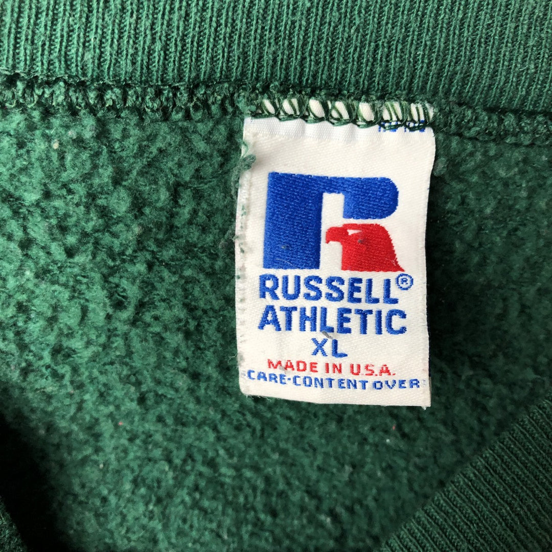 90'S Russell plain blank sweatshirt, sweatshirt, made in USA, men's XL size, vintage cotton Green type dark green Vintage Second Hand