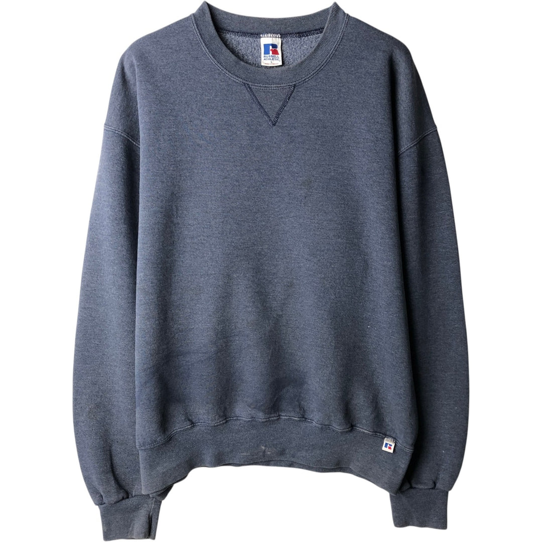 90'S Russell Athletic Plain Blank Sweatshirt, Men's Size L (Equivalent), Vintage polyester navy blue type Vintage Second Hand